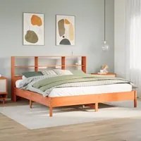 Letto Libreria senza Materasso Marrone Cera 180x200 cm in Pino 3322863