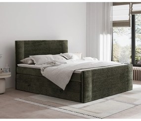 Letto boxspring verde scuro con contenitore 180x200 cm Bergamo – Maison de Rêve