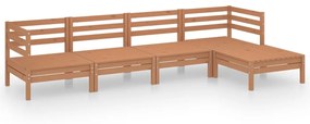 Set salotto da giardino 5 pz in legno massello di pino miele