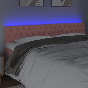Testiera a led rosa 180x7x78/88 cm in velluto