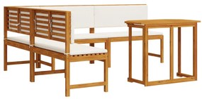 Set da pranzo in giardino da 4 pezzi con cuscini in legno di acacia
