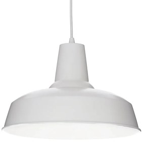 Sospensione Industrial-Minimal Moby Metallo Bianco 1 Luce E27