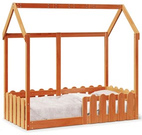 Giroletto Casetta Bambini Marrone Cera 70x140 Cm Massello Pino /