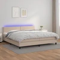 Giroletto Molle Materasso e LED Cappuccino 200x200cm Similpelle 3134188