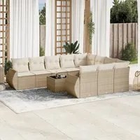 Set Divani da Giardino 11 pz con Cuscini Beige in Polyrattan 3254235