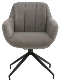 Set di poltroncine girevoli STONESTOWN in tessuto grigio e gambe in metallo nero, con braccioli