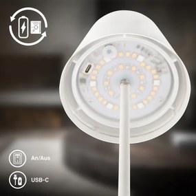 Briloner 7510016 - Lampada da tavolo LED RGBW CALIDA dimmerabile 2,5W/5V IP44 1200 mAh bianca