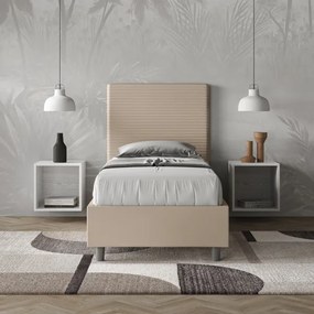 Letto con rete imbottito 80x190 similpelle tortora Focus