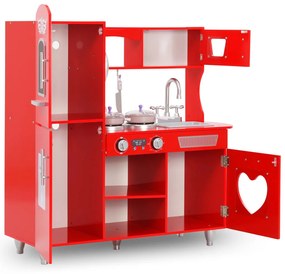Cucina Giocattolo per Bambini in MDF 84x31x89 cm Rossa