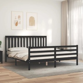 Giroletto con testiera nero 6ft super king in legno massello