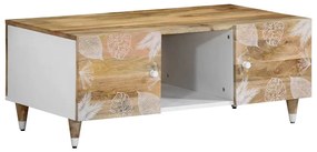 Tavolino Da Salotto 100x54x40 Cm İn Legno Massello Di Mango /