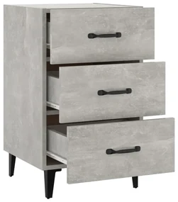 Comodino grigio cemento 40x40x66 cm in legno multistrato