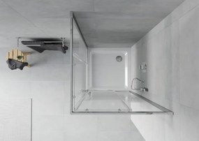 Mexen Rio cabina doccia quadrata 80 x 80 cm, fasce bianche, cromo + piatto Flat, bianco - 860-080-080-01-20-4010