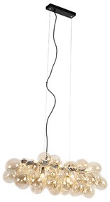 Lampadario Art Déco nero con vetro ambrato 8 luci - Uvas