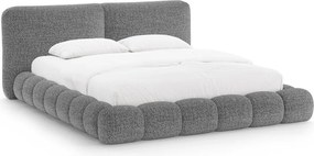 Letto matrimoniale imbottito grigio scuro con contenitore con rete inclusa 180x200 cm Solange – Micadoni