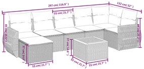 Set Divano da Giardino 8 pz con Cuscini Grigio in Polyrattan