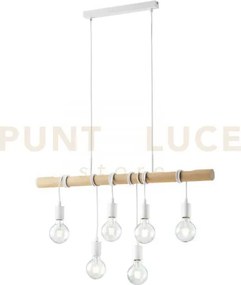 Lampadario a sospensione arizona legno naturale e metallo bianco 6 ...