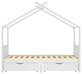 Giroletto bambini bianco con cassetti massello di pino 90x200cm