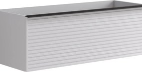 Mobile da bagno sospeso sotto lavabo Pixel 2 cassetti stripes L 120 x H 40 x P 45.5 cm bianco laccato opaco, con maniglia alluminio nero opaco
