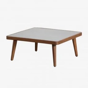 Tavolino Marilia in cemento e legno di acacia Grigio & 70 x 70 cm - Sklum