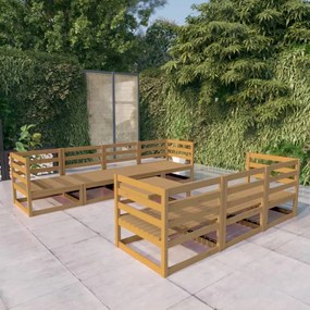 Set divani da giardino 8 pz miele in legno massello di pino