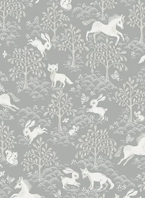 Littlephant Carta da parati Fairytale Fox - Dusty Mid Blue