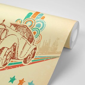 Carta da parati – Auto con sfondo vintage