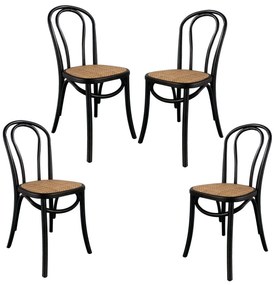 PACK 4 SEDIE FOLIE NERE IN RATTAN