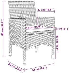 Set Mobili da Pranzo Giardino 7 pz con Cuscini Polyrattan Beige