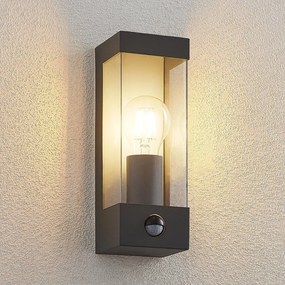Lindby applique da esterno Tilian, sensore, altezza 25 cm, antracite Tilian Lindby, dimmerabile, Alluminio / Grigio / Zincato, Acciaio Inox, Moderno