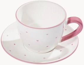 Set tazzina e piattino fatto a mano Herzerl Rosa, set da 2