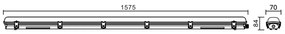Plafoniera Stagna IP65 per Tubo LED 150cm - Unilaterale