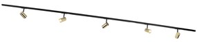 Sistema a binario con 5 faretti monofase nero con oro - Jeana