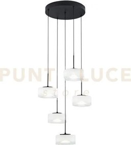 Lampadario a sospensione led emily bianca cinque pendenti in vetro ...