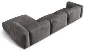 Divano angolare componibile grigio (con penisola a destra/con chaise lounge) con rivestimento in velluto Martina – Micadoni