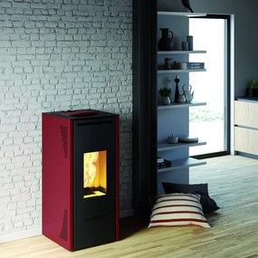 Stufa a pellet canalizzata Talo 11 10.4 kW bordeaux