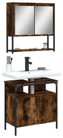 Set Mobili Da Bagno 2 Pz Rovere Fumo İn Legno Multistrato /