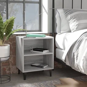 Comodino con gambe in metallo grigio sonoma 40x30x50 cm