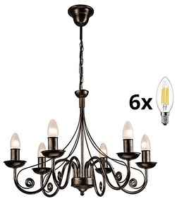 Brilagi - LED Lampadario a sospensione con catena STEFANO 6xE14/40W/230V patina nera