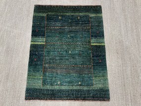 Loribaft Tappeto 80x100 Verde (Iran) Annodato A Mano