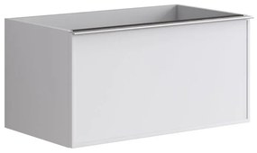 Mobile da bagno sotto lavabo Pixel frame bianco e maniglia alluminio brillante laccato opaco L 80 x H 40 x P 45.5 cm 2 cassetti, lavabo non incluso