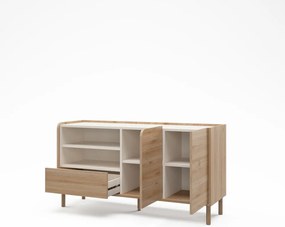 Cassettiera di colore naturale con effetto rovere 141x75,5x44 cm Monza – Marckeric