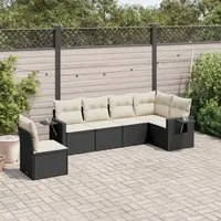 Set Divano da Giardino 6 pz con Cuscini Nero in Polyrattan 3220225