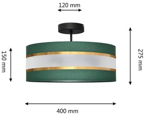 Lampadario a sospensione con supporto rigido HELEN 3xE27/15W/230V verde/oro