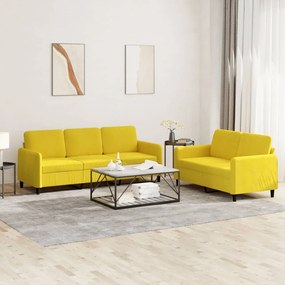 Set Di Divani 2 Pz Giallo İn Velluto /