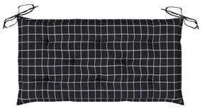 Cuscino per Panca a Quadri Neri 100x50x7 cm in Tessuto Oxford