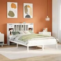 Letto Libreria senza Materasso Bianco 150x200 cm Legno di Pino 3321629