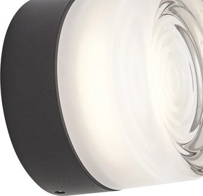 Lampada da parete di design nera con vetro opale IP44 - Michele