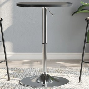 Tavolino Bar Nero 50x50x90 Cm Legno Multistrato Acciaio Cromato /