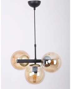 Lampada a sospensione giallo-nera con paralume in vetro ø 15 cm Cascade - Squid Lighting